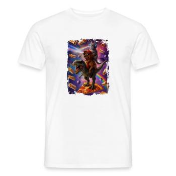 Futuristic Animal Adventures Aztec Pizza - Men's T-Shirt - white - Front - AI Model Male 178 dark (178cm)