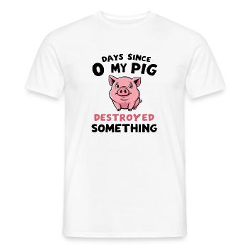 0 Days Since My Pig Destroyed Something Fun - Männer T-Shirt - Weiß - Vorne - AI Model Male 178 dark (178cm)