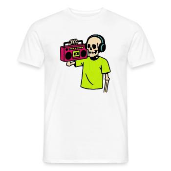 Neon Skelett mit Boombox – Retro Hip-Hop Vibes - Männer T-Shirt - Weiß - Vorne - AI Model Male 178 dark (178cm)