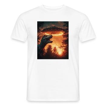T-Rex Selfie mit UFO - Männer T-Shirt - Weiß - Vorne - AI Model Male 178 dark (178cm)