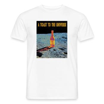 Space celebration with wine bottle - Men's T-Shirt - white - Front - AI Model Male 178 dark (178cm)