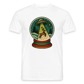Festive UFO Abduction Scene - Men's T-Shirt - white - Front - AI Model Male 178 dark (178cm)