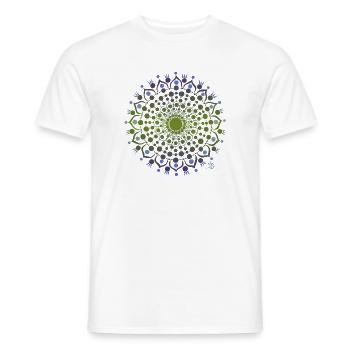 Mandala de fleurs en bleu et vert - T-shirt homme - blanc - Devant - AI Model Male 178 dark (178cm)