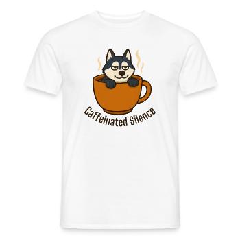 Husky se relaxant dans une tasse à café - T-shirt homme - blanc - Devant - AI Model Male 178 dark (178cm)