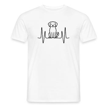 Dog heartbeat line motif - Men's T-Shirt - white - Front - AI Model Male 178 dark (178cm)