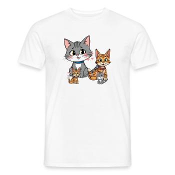 Charming Cat Family Illustration - Men's T-Shirt - white - Front - AI Model Male 178 dark (178cm)