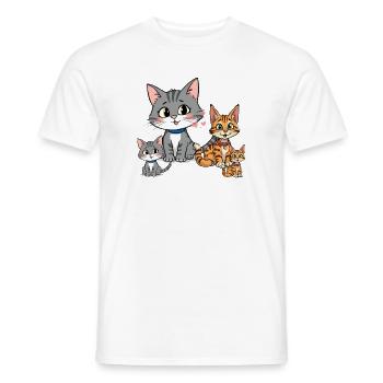Illustration de famille de chat ludique - T-shirt homme - blanc - Devant - AI Model Male 178 dark (178cm)
