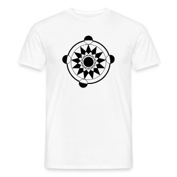 Futuristic Geometric Crop Circle Mandala - Men's T-Shirt - white - Front - AI Model Male 178 dark (178cm)
