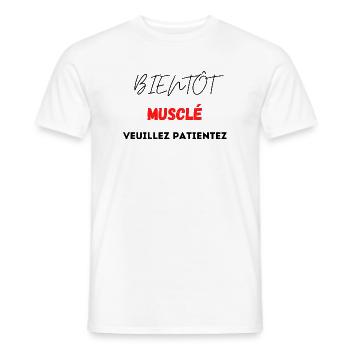 Muskulöses Design mit rotem geometrischem Muster - Männer T-Shirt - Weiß - Vorne - AI Model Male 178 dark (178cm)