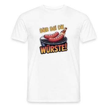 Bière au Sausages Grill Dire BBQ Sausage Beer - T-shirt homme - blanc - Devant - AI Model Male 178 dark (178cm)