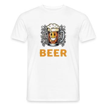 Verre à bière joyeux avec rire - T-shirt homme - blanc - Devant - AI Model Male 178 dark (178cm)