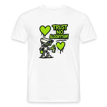 Robot mit Herz und Anti-Algorithmus Botschaft - Männer T-Shirt - Weiß - Vorne - AI Model Male 178 dark (178cm)