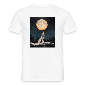 Wolf heult nach Mond - Männer T-Shirt - Weiß - Vorne - AI Model Male 178 dark (178cm)