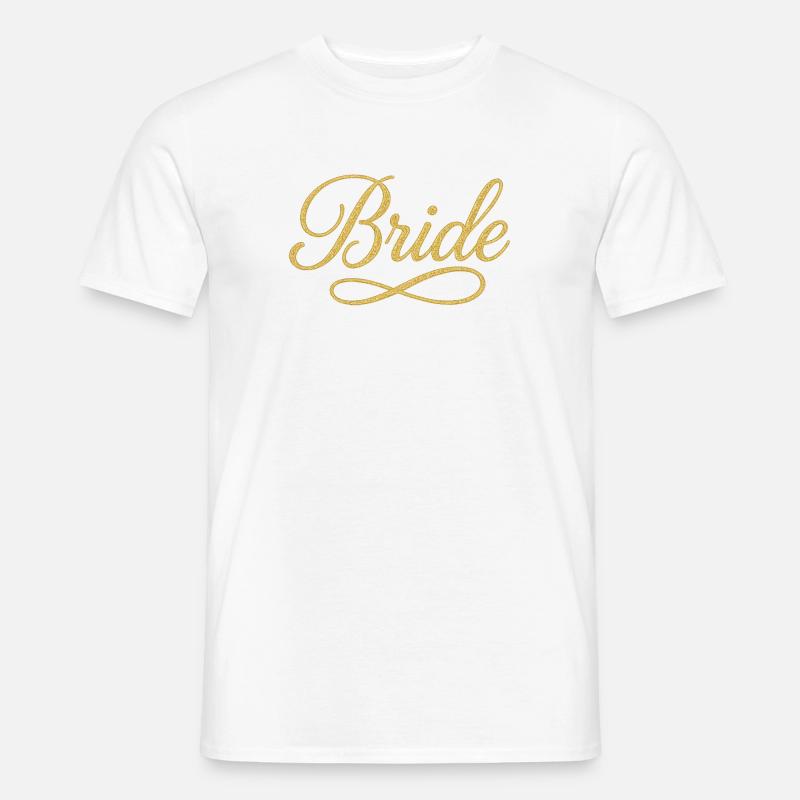 Elegant Gold Bride Script Design - Men’s T-shirt - white