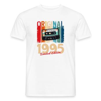Cassette 30ème Anniversaire Septembre Millésime 1995 - T-shirt homme - blanc - Devant - AI Model Male 178 dark (178cm)