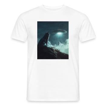 Selfie de loup avec OVNI - T-shirt homme - blanc - Devant - AI Model Male 178 dark (178cm)