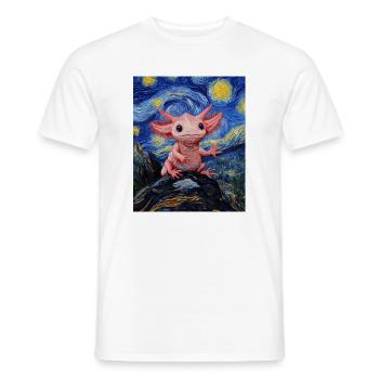 Axolotl Van Gogh Style Nuit étoilée - T-shirt homme - blanc - Devant - AI Model Male 178 dark (178cm)