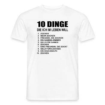 Gaming 10 Things I Want Gamer Games Gamer - Men's T-Shirt - white - Front - AI Model Male 178 dark (178cm)