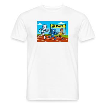IA course course dessin animé - T-shirt homme - blanc - Devant - AI Model Male 178 dark (178cm)