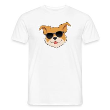 Funny dog with sunglasses design - Men's T-Shirt - white - Front - AI Model Male 178 dark (178cm)