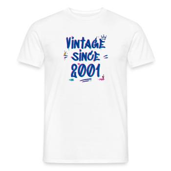 Vintage Since 2001 Graffiti Glitch 24ème Bday Vibes - T-shirt homme - blanc - Devant - AI Model Male 178 dark (178cm)