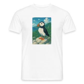 Puffin animé - T-shirt homme - blanc - Devant - AI Model Male 178 dark (178cm)