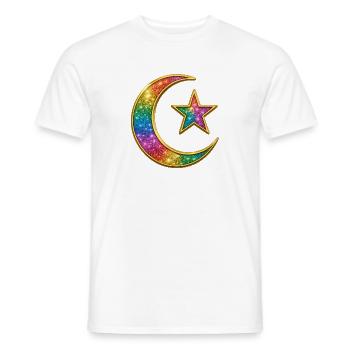 Muslim | Islam Rainbow Celestial Moon and Star Pin - Men's T-Shirt - white - Front - AI Model Male 178 dark (178cm)