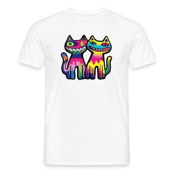 Katzen Paar Bunt - Männer T-Shirt - Weiß - Vorne - AI Model Male 178 dark (178cm)