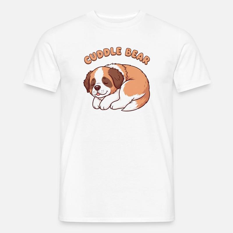Schlafender Bernhardiner Welpe – Cuddle Bear - Männer T-Shirt - Weiß