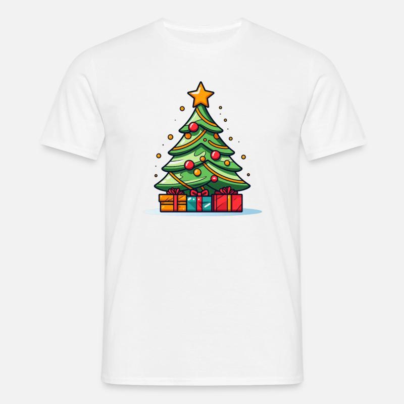 Lebendiger Weihnachtsbaum mit Geschenkpracht - Männer T-Shirt - Weiß