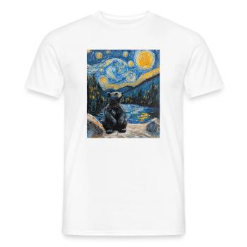 Bear Bears Van Gogh Style Starry Night - Men's T-Shirt - white - Front - AI Model Male 178 dark (178cm)