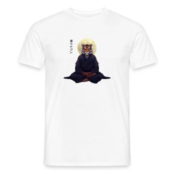 Tiger Monk – Sumi-e Zen Art Strength Within - Men's T-Shirt - white - Front - AI Model Male 178 dark (178cm)