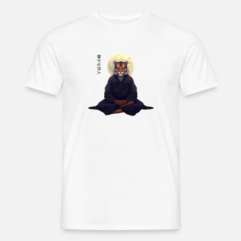 Tiger Monk – Sumi-e Zen Kunst Strength Within - Männer T-Shirt - Weiß
