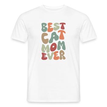 Best Cat Mom Ever funny autumn - Men's T-Shirt - white - Front - AI Model Male 178 dark (178cm)