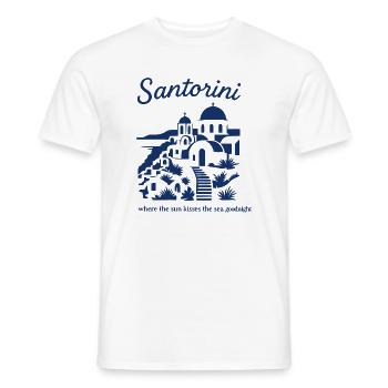 Santorini Sonnenuntergänge Berglandschaft Design - Männer T-Shirt - Weiß - Vorne - AI Model Male 178 dark (178cm)