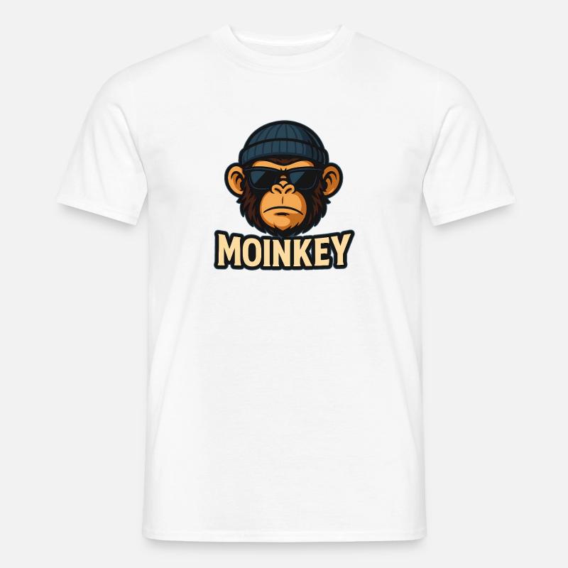MOINKEY Affe Design – Moin Hamburg Geschenkidee - Männer T-Shirt - Weiß