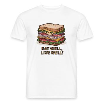Sandwich-Illustration mit motivierendem Zitat - Männer T-Shirt - Weiß - Vorne - AI Model Male 178 dark (178cm)