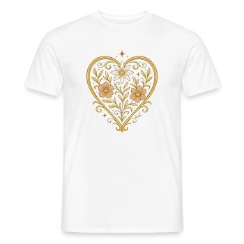 Coeur de fleurs avec edelweiss - T-shirt homme - blanc - Devant - AI Model Male 178 dark (178cm)