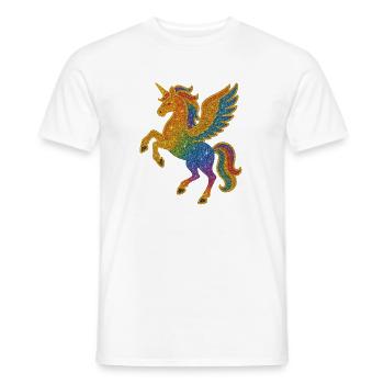 Glitzernde Regenbogen-Pegasus-Illustration - Männer T-Shirt - Weiß - Vorne - AI Model Male 178 dark (178cm)