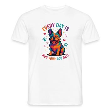Bouledogue français - T-shirt homme - blanc - Devant - AI Model Male 178 dark (178cm)
