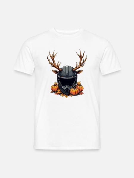 Geweihhelm Herbst-Kürbismotiv - Männer T-Shirt - Weiß