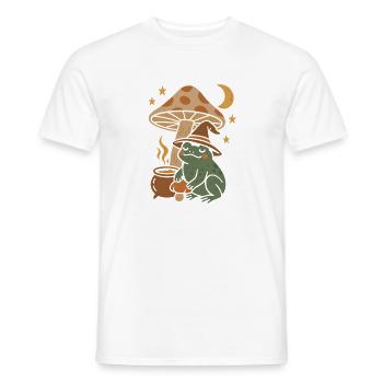 Fairytale magic toad with mushroom &amp; moon - Men's T-Shirt - white - Front - AI Model Male 178 dark (178cm)