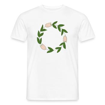 Elegant botanical floral circle motif - Men's T-Shirt - white - Front - AI Model Male 178 dark (178cm)
