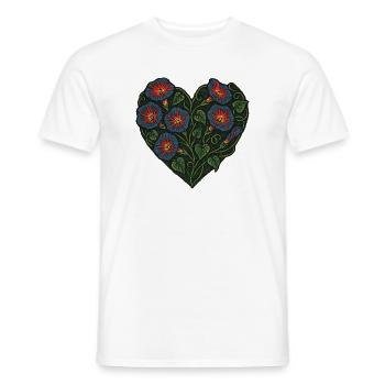 Motif floral de gloire du matin en forme de cœur - T-shirt homme - blanc - Devant - AI Model Male 178 dark (178cm)