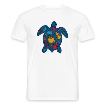 Eco-Friendly Turtle with Waste Art - Men's T-Shirt - white - Front - AI Model Male 178 dark (178cm)