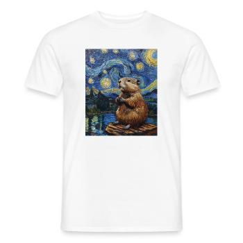 Bieber Van Gogh Style Starry Night - Men's T-Shirt - white - Front - AI Model Male 178 dark (178cm)