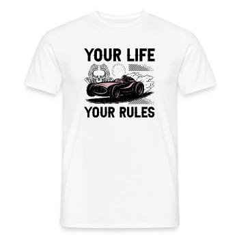 Retro Futuristic Race Car Design - Men's T-Shirt - white - Front - AI Model Male 178 dark (178cm)