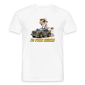 Sheep Driver Rescue Car Illustration - Men's T-Shirt - white - Front - AI Model Male 178 dark (178cm)