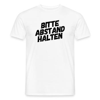 Bitte Abstand Halten Corona Krise Hinweis - Männer T-Shirt - Weiß - Vorne - AI Model Male 178 dark (178cm)