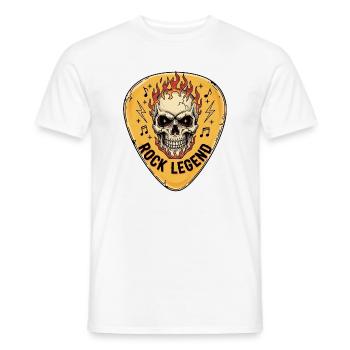 Rock Legend Skull with Flames - Men's T-Shirt - white - Front - AI Model Male 178 dark (178cm)